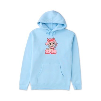 Baby Devil V.3 Aqua Hoodie - vibrant aqua hoodie with unique graphic design, perfect for casual wear